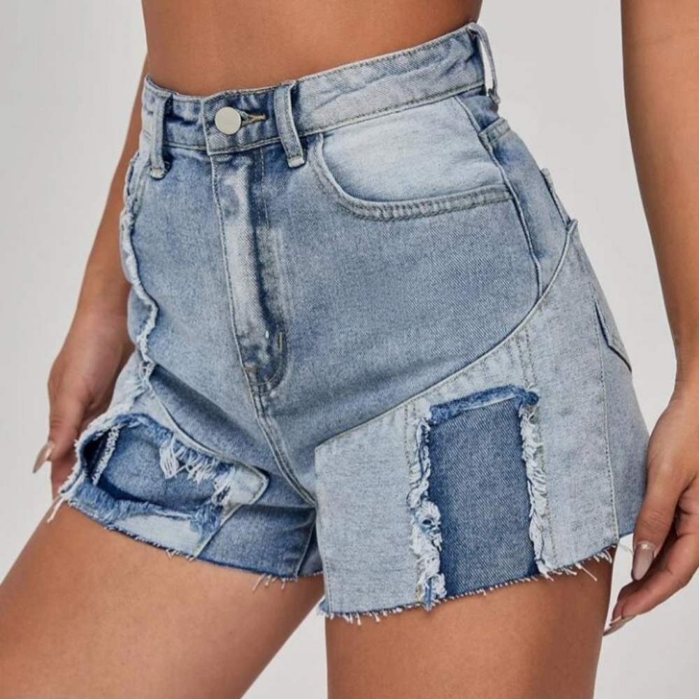 Raw Hem Ripped Denim Shorts